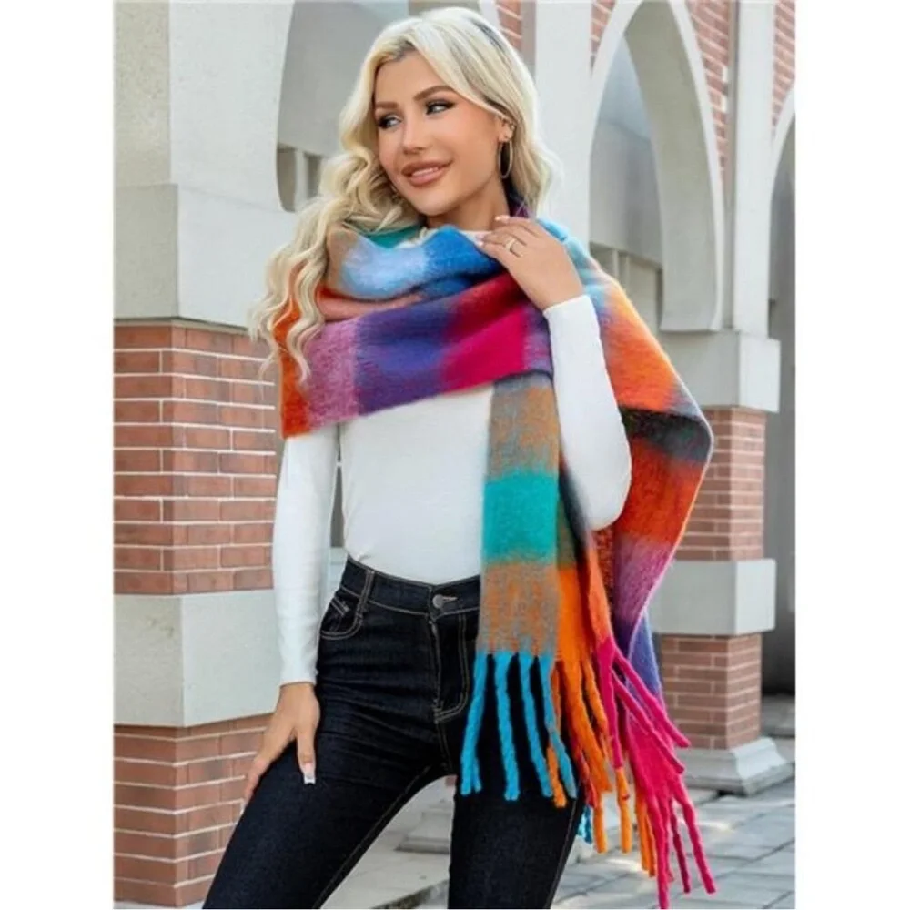 Brand New Multicolored Mohair Women’s Scarf – 82.7x15.7 in